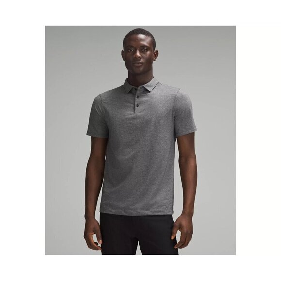 Lululemon Heathered Black Evolution Short-Sleeve Polo Shirt Mens Size M - Picture 1 of 5
